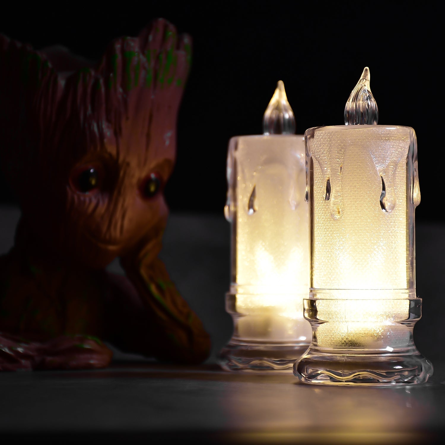 Big size flameless candles with melted design. Big size flameless candles with melted design.